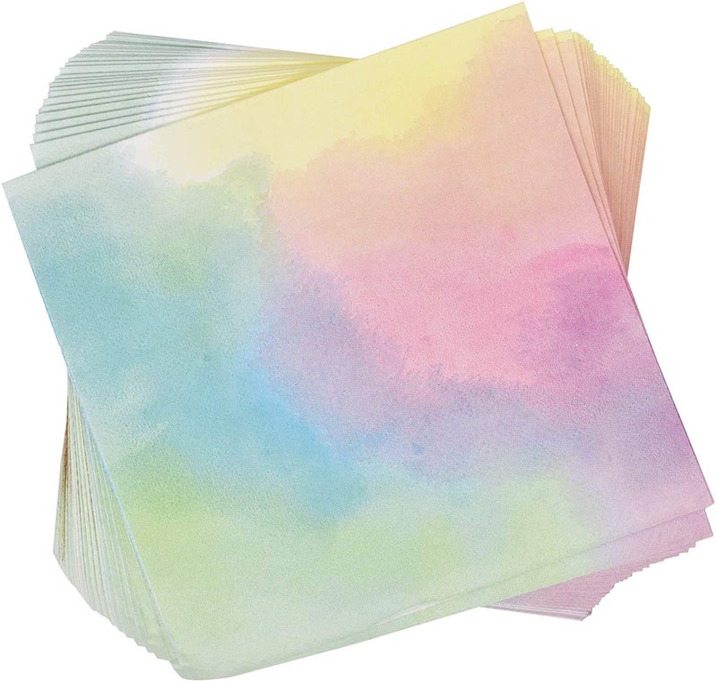 Gift Boutique 122 Pcs Pastel Rainbow Party Supplies Set Paper Plates Cups Napkins Watercolor Design for Baby Shower Birthday Girls Party Serves 24 - Image 5